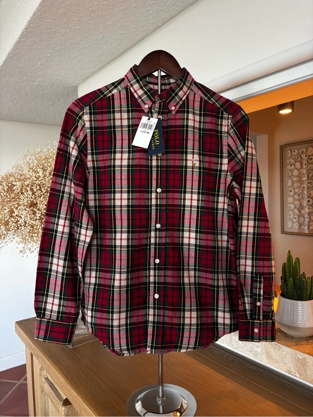 NWT Polo Ralph Lauren Boys  Button Down Shirt L 14 16 School Flannel